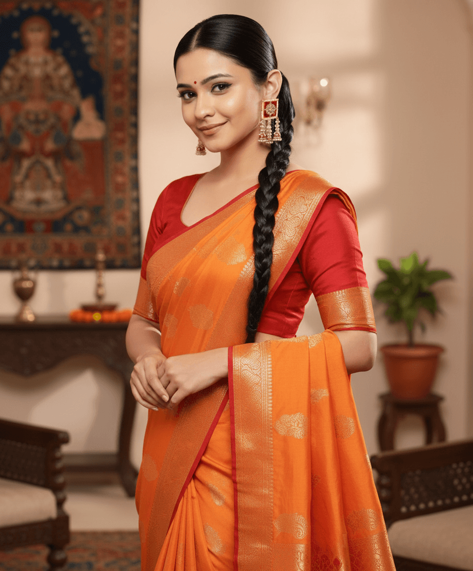 Gold Plated Red Floral Meenakari Jhumka Drops for Ethnic Elegance - Image 3