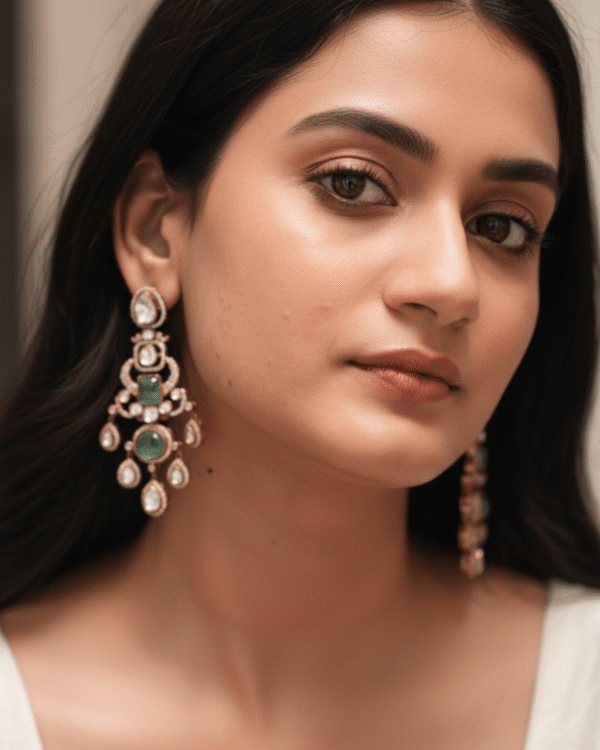 Polki Long Indo Western Earrings Bridal & Festive Statement Jewelry