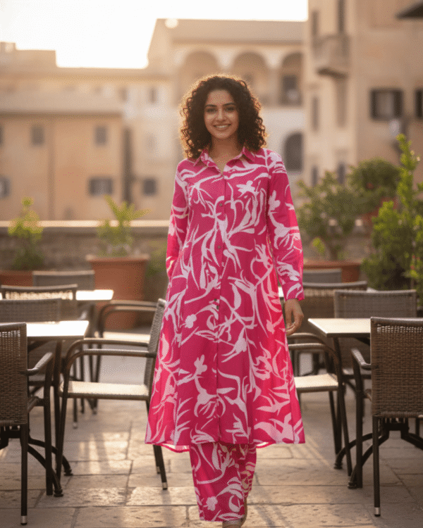 Pink Floral Co-ord Set | Anamika Cotton Kurta Set for Pretty Women