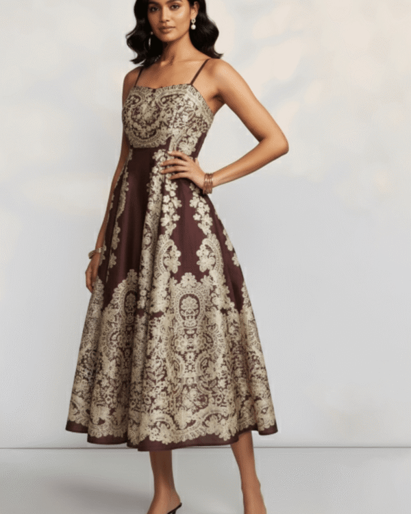 Brown Long Dress for Women Stylish Casual & Party Wear