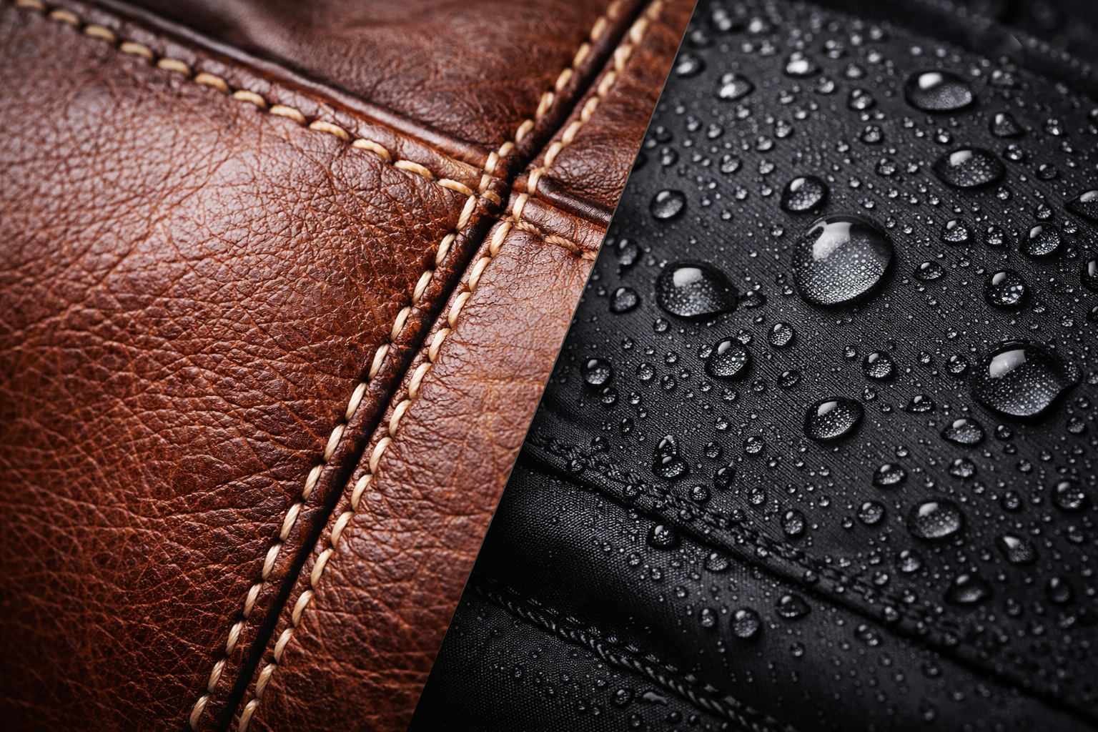 Comparison of bag materials: leather, canvas, technical fabrics